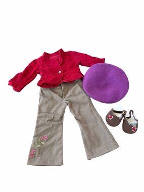 American Girl Doll Just Like You Photographer Outfit Beret Clogs Retired FLAWS